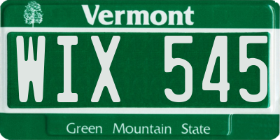 VT license plate WIX545