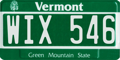VT license plate WIX546