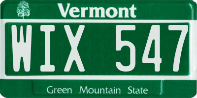 VT license plate WIX547