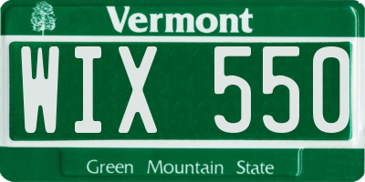 VT license plate WIX550