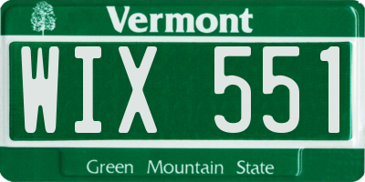 VT license plate WIX551