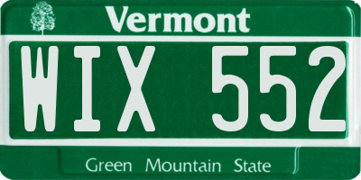 VT license plate WIX552