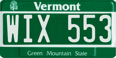 VT license plate WIX553