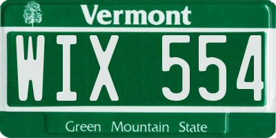 VT license plate WIX554