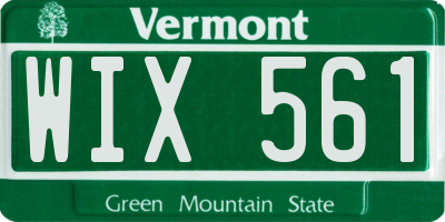 VT license plate WIX561