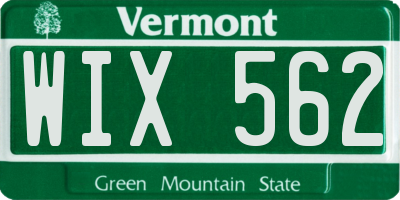 VT license plate WIX562