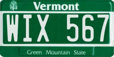 VT license plate WIX567
