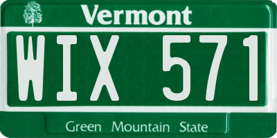 VT license plate WIX571