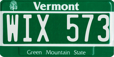 VT license plate WIX573