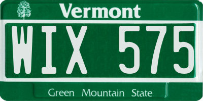 VT license plate WIX575