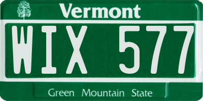 VT license plate WIX577