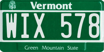 VT license plate WIX578