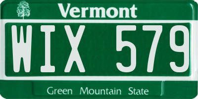VT license plate WIX579
