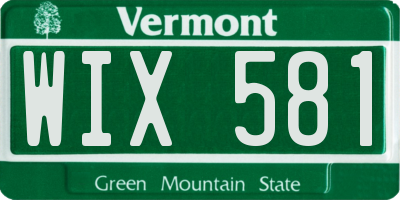 VT license plate WIX581