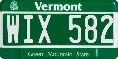 VT license plate WIX582
