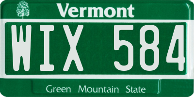 VT license plate WIX584