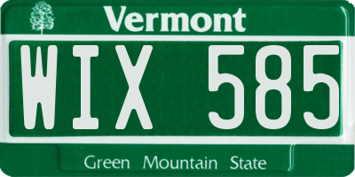 VT license plate WIX585