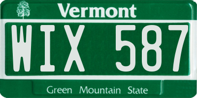 VT license plate WIX587