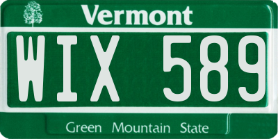 VT license plate WIX589