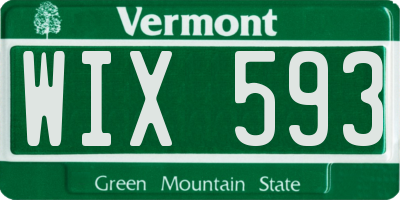 VT license plate WIX593