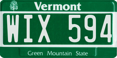 VT license plate WIX594