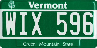 VT license plate WIX596