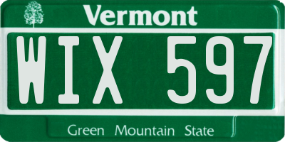 VT license plate WIX597