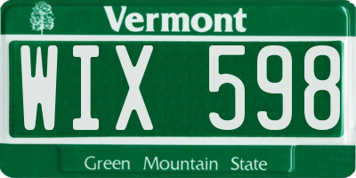 VT license plate WIX598