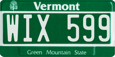 VT license plate WIX599