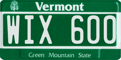 VT license plate WIX600