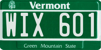VT license plate WIX601