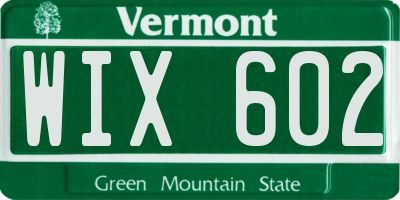 VT license plate WIX602