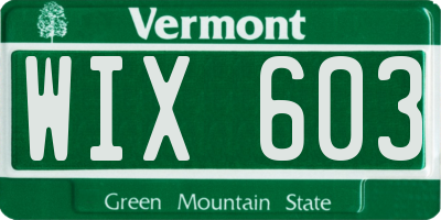 VT license plate WIX603
