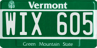 VT license plate WIX605