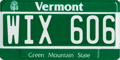 VT license plate WIX606