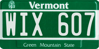 VT license plate WIX607