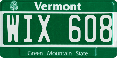 VT license plate WIX608