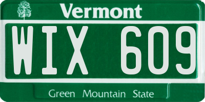 VT license plate WIX609
