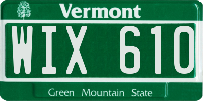 VT license plate WIX610