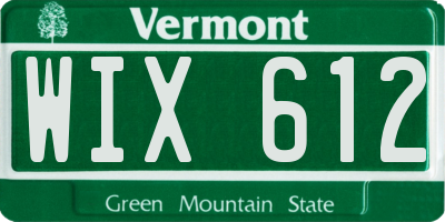 VT license plate WIX612