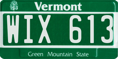 VT license plate WIX613