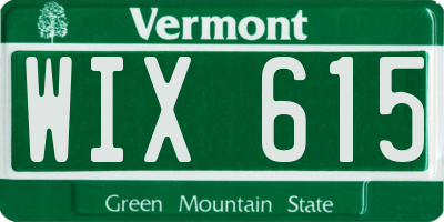 VT license plate WIX615