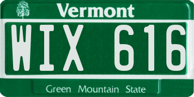 VT license plate WIX616