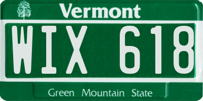 VT license plate WIX618