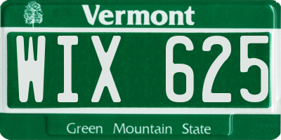 VT license plate WIX625