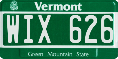 VT license plate WIX626