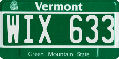 VT license plate WIX633