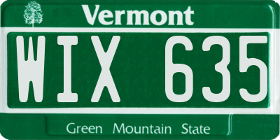 VT license plate WIX635