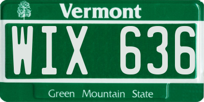 VT license plate WIX636