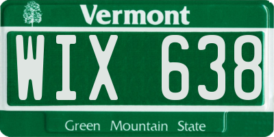 VT license plate WIX638